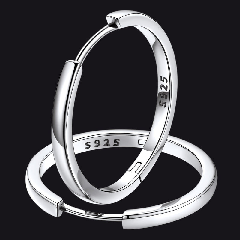 Classic Sterling Silver Huggie Hoop Earrings for