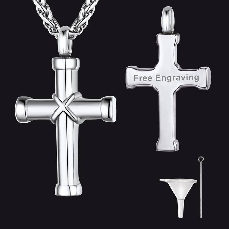 Customized Cross Cremation Urn Necklace Memorial Jewelry for