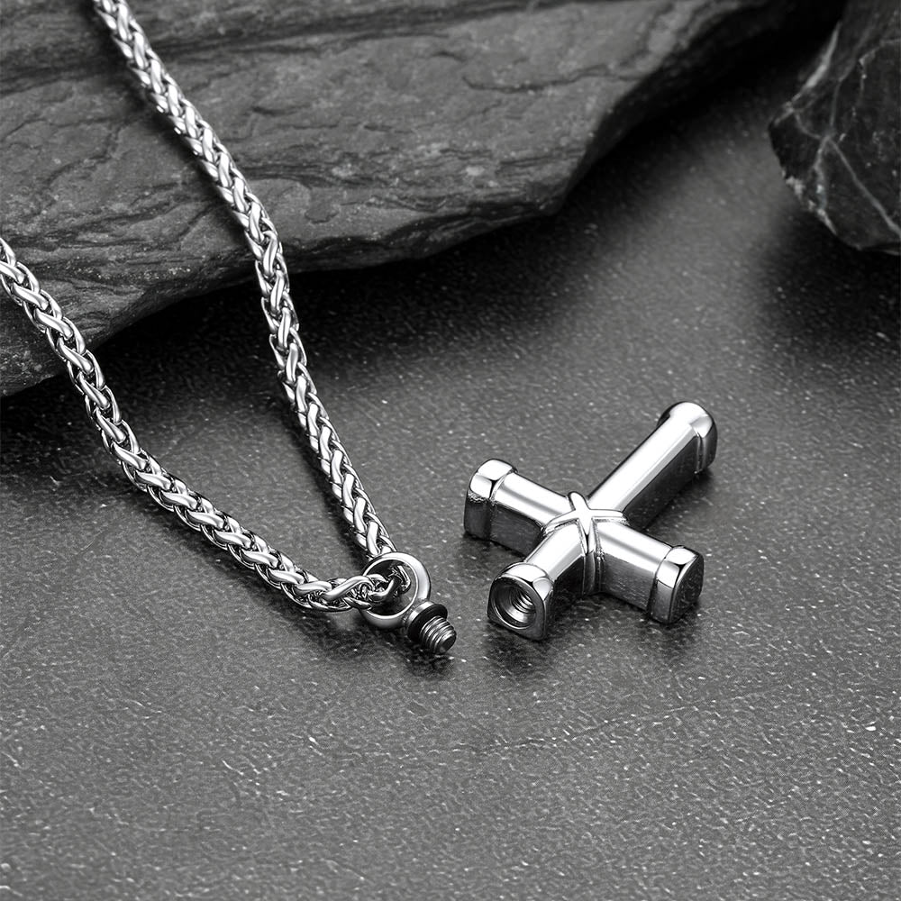 Customized Cross Cremation Urn Necklace Memorial Jewelry for