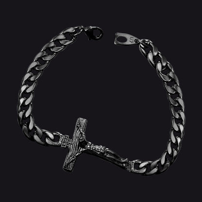 Christian Cross Cuban Chain Bracelet Gift for My Son Grandson