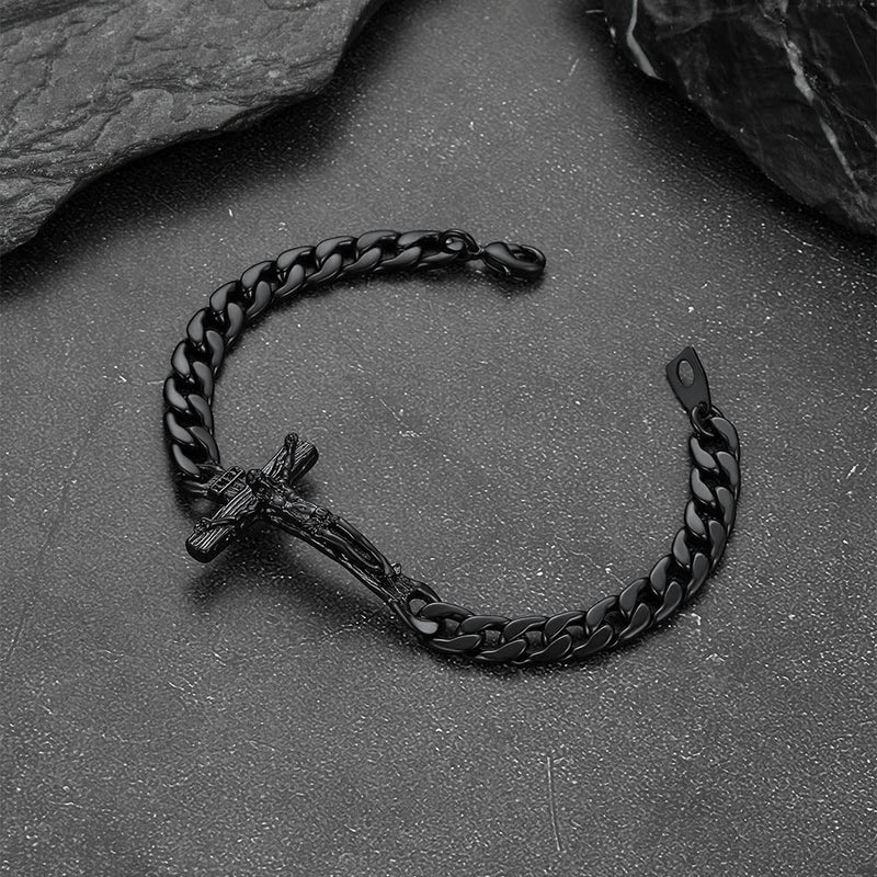 Christian Cross Cuban Chain Bracelet Gift for My Son Grandson