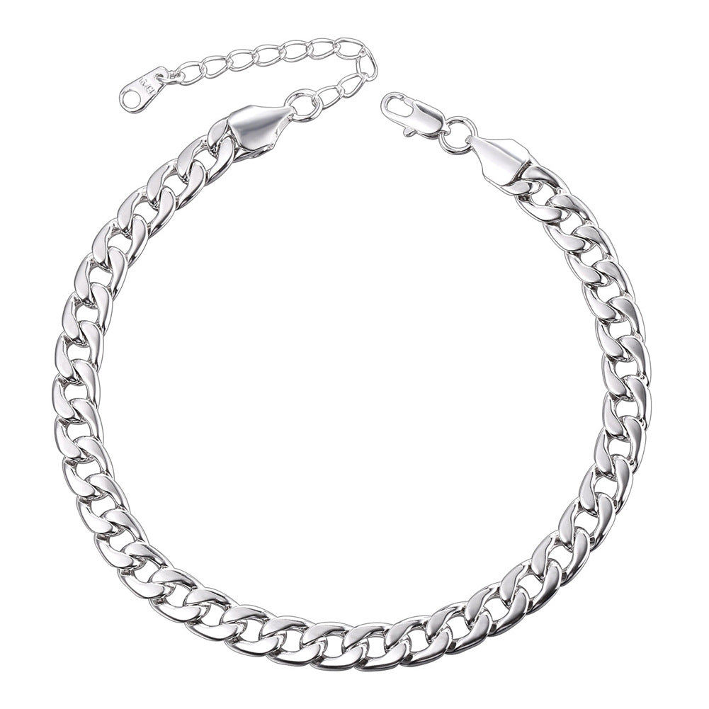 7mm Cuban Chain Anklet Bracelet for