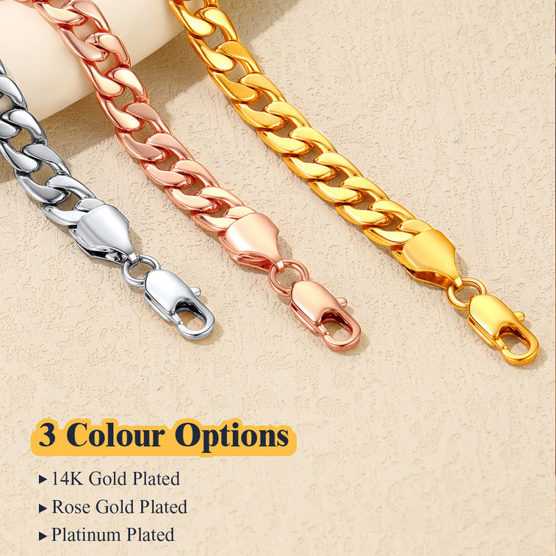 7mm Cuban Chain Anklet Bracelet for
