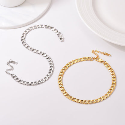 Stainless Steel Cuban Chain Link Anklet Bracelet for