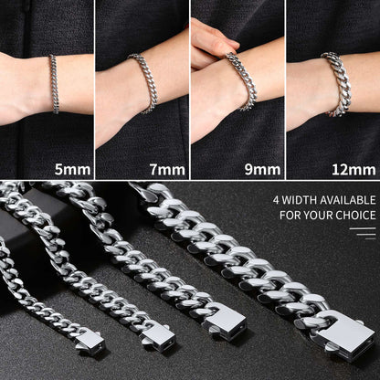 Miami Cuban Link Chain Bracelet 5/7/9/12mm Width for