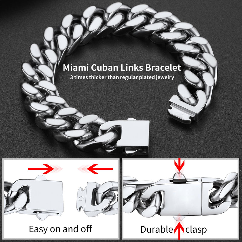 Miami Cuban Chain Bracelet 5/7/9/12mm Width Birthday Gift for