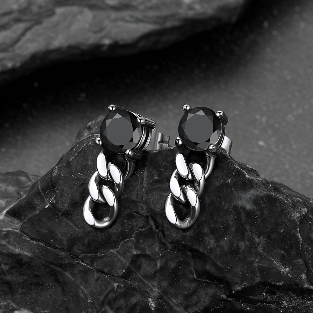 Couple Cubic Zirconia Chain Dangle Earrings Set for