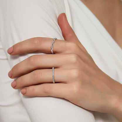 Sterling Silver Cubic Zirconia Twisted Band Ring for