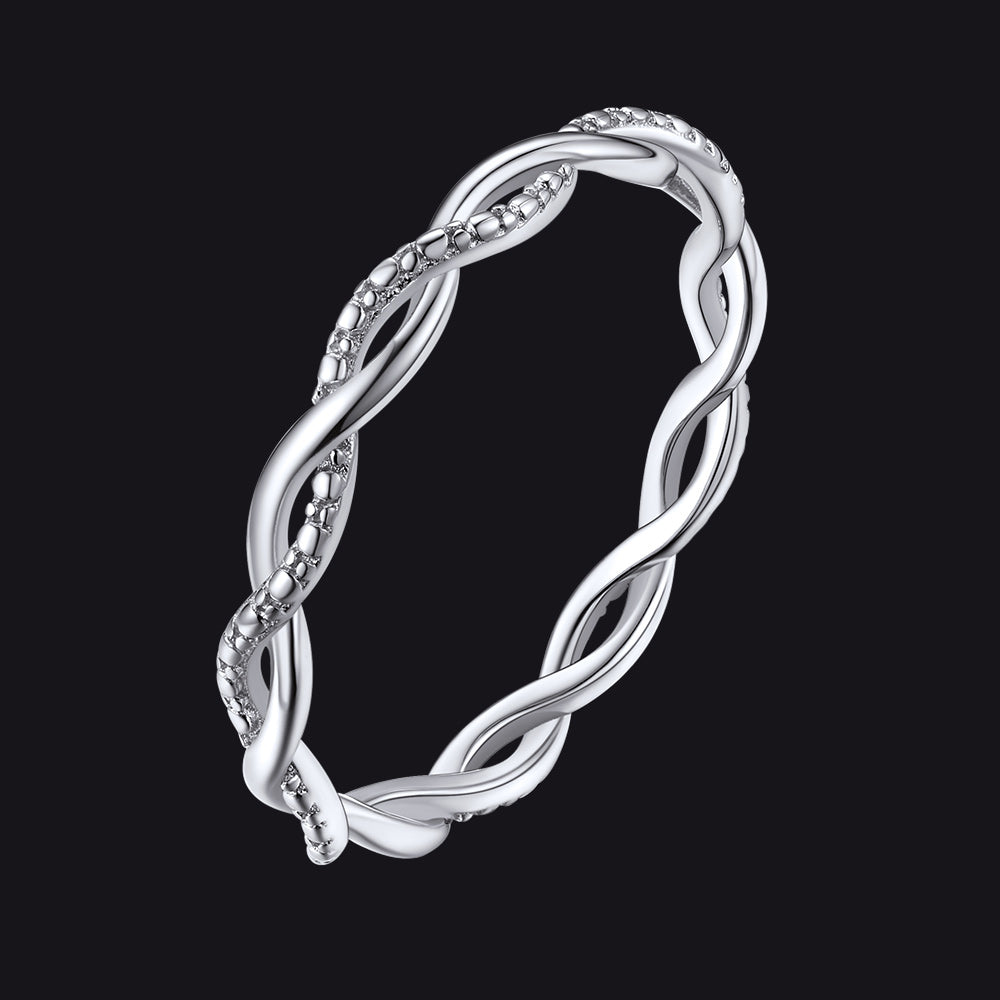 Sterling Silver Cubic Zirconia Twisted Band Ring for