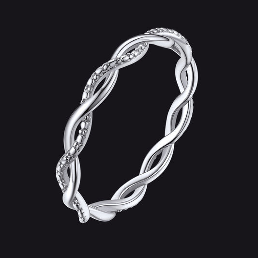 Sterling Silver Cubic Zirconia Twisted Band Ring for