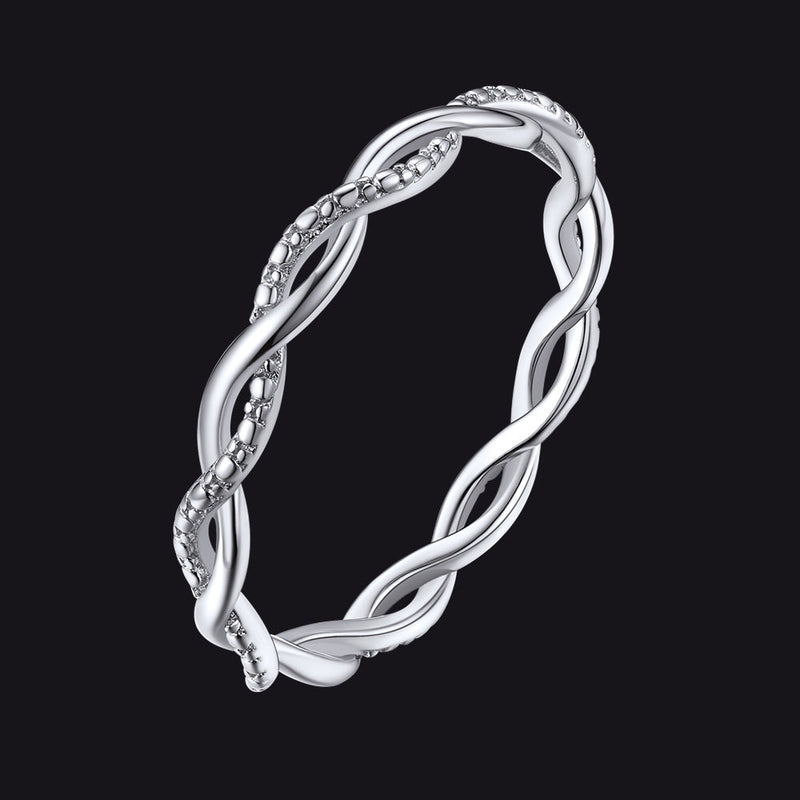 Sterling Silver Cubic Zirconia Twisted Band Ring for