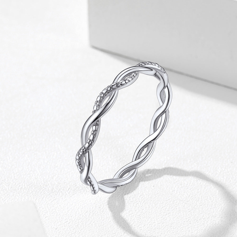 Sterling Silver Cubic Zirconia Twisted Band Ring for