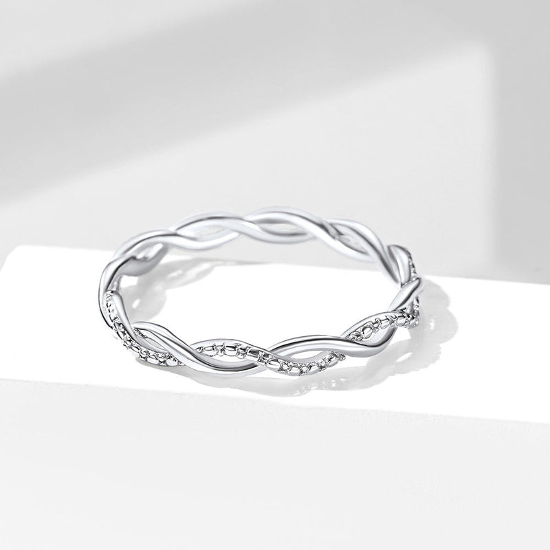 Sterling Silver Cubic Zirconia Twisted Band Ring for