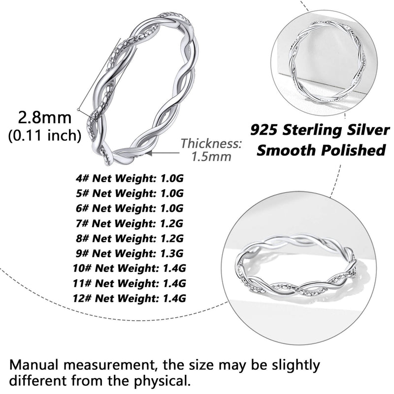 Sterling Silver Cubic Zirconia Twisted Band Ring for