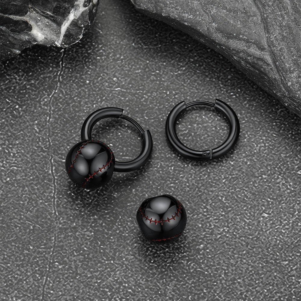 Baseball Drop Hoop Earrings for