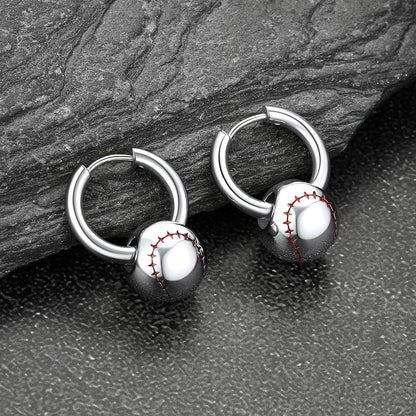 Baseball Drop Hoop Earrings for