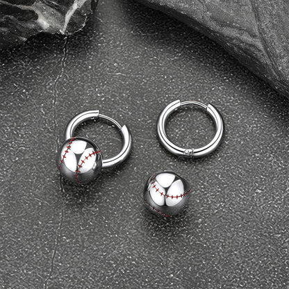 Baseball Drop Hoop Earrings for