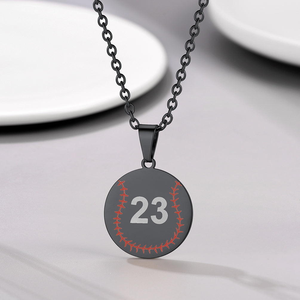 Custom Number Baseball Disc Necklace Sport Chain for