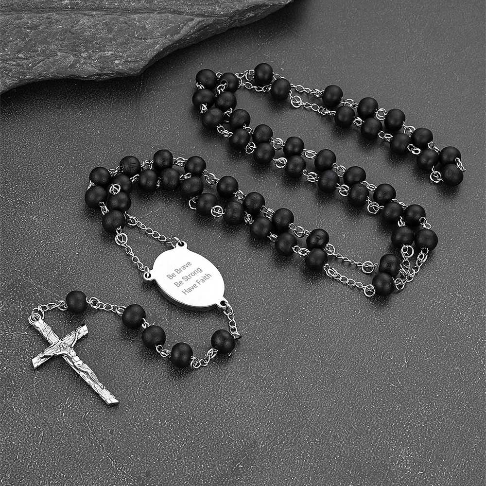 Custom Catholic Rosary Beads Necklace With Picture for