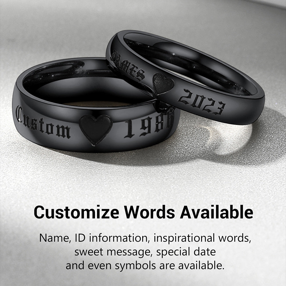 Custom Engraved Matching Promise Rings Set Gift for Couple