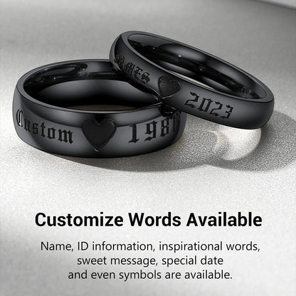 Custom Engraved Matching Promise Rings Set Gift for Couple