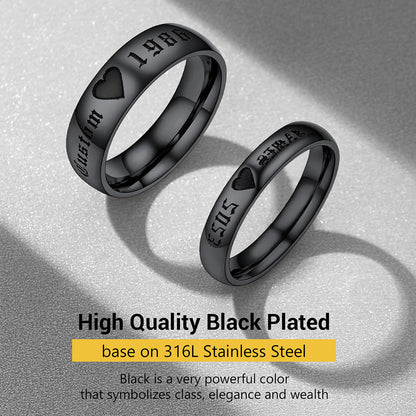 Custom Engraved Matching Promise Rings Set Gift for Couple