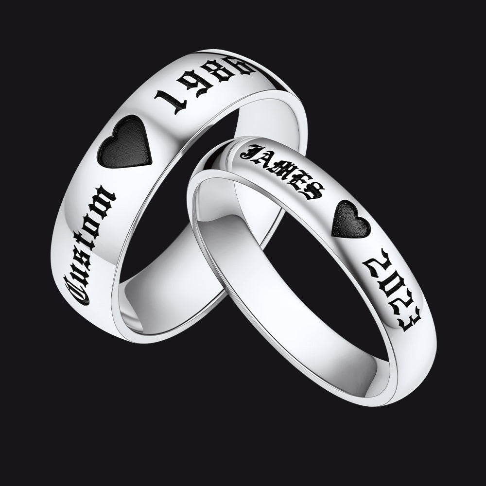 Personalized His and Hers Matching Promise Rings for Couple