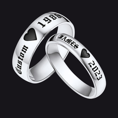 Personalized His and Hers Matching Promise Rings for Couple