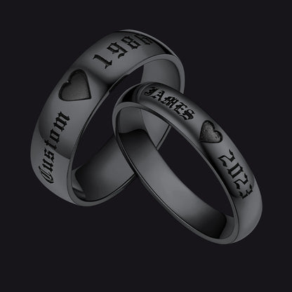 Personalized His and Hers Matching Promise Rings for Couple