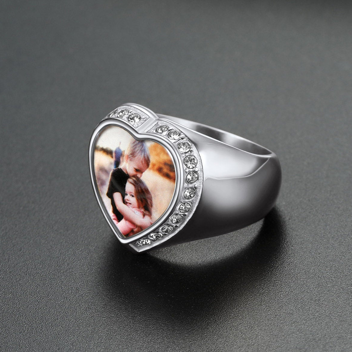 Personalized Custom Heart Photo Signet Ring for
