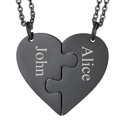 Personalized Heart Puzzle Matching Necklaces for Couples Mom Daughter Bff