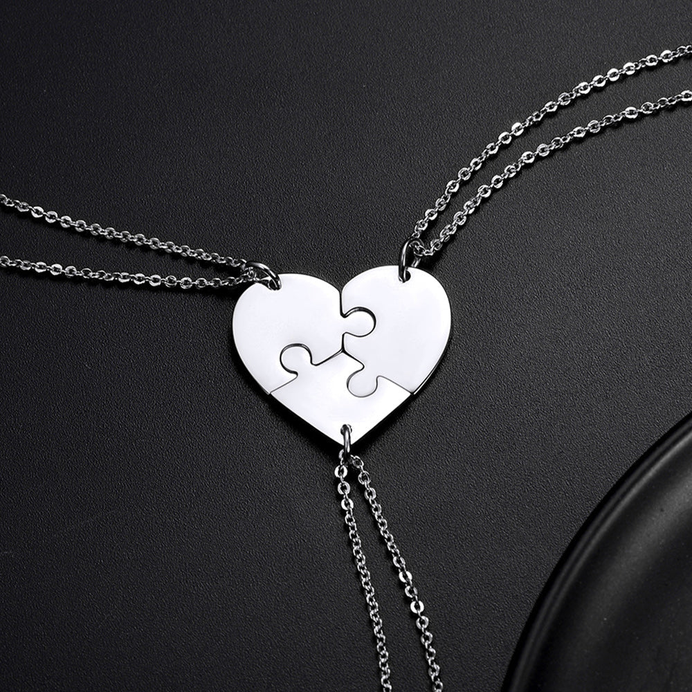 Personalized Heart Puzzle Matching Necklaces for Couples Mom Daughter Bff