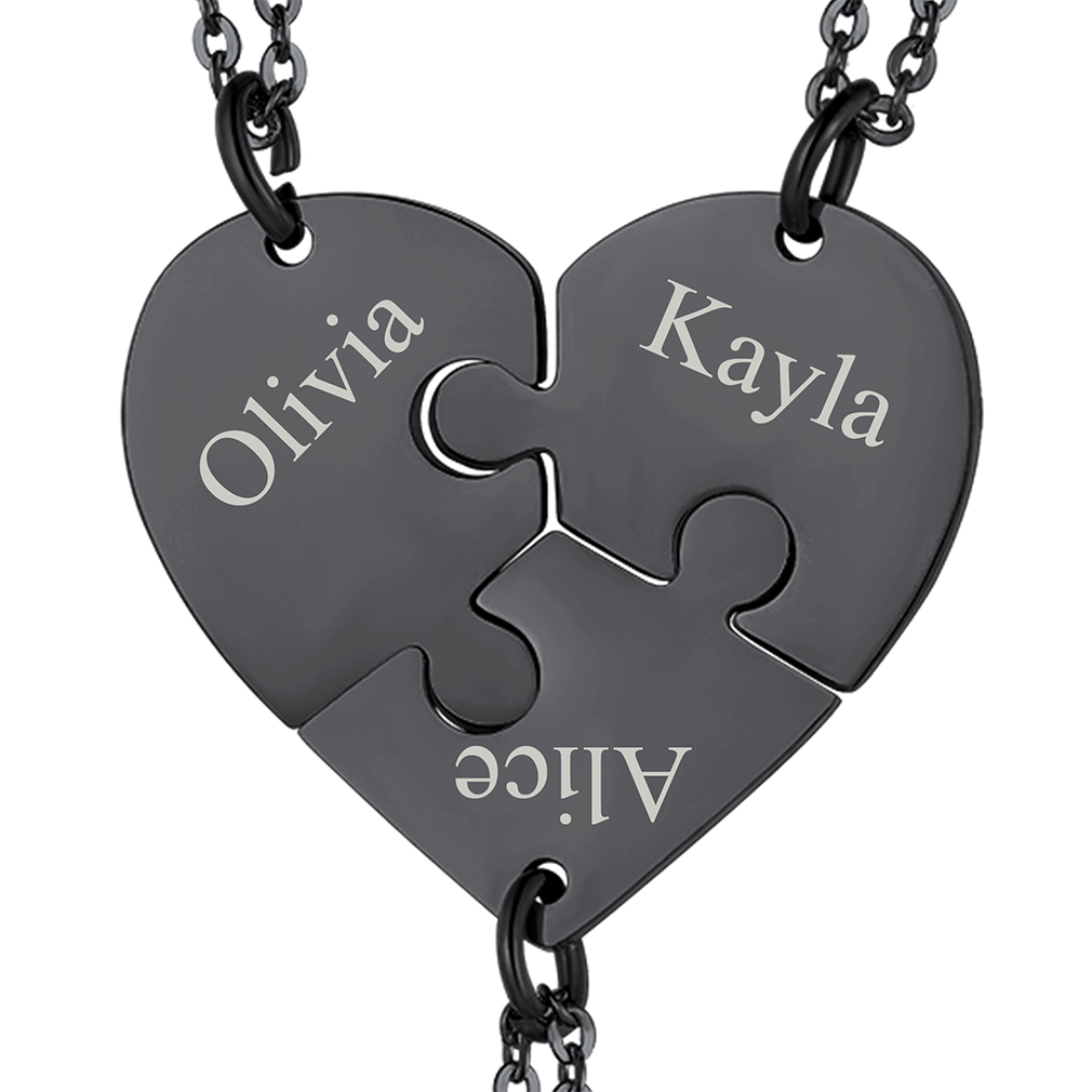 Personalized Heart Puzzle Matching Necklaces for Couples Mom Daughter Bff