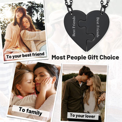 Personalized Heart Puzzle Matching Necklaces for Couples Mom Daughter Bff
