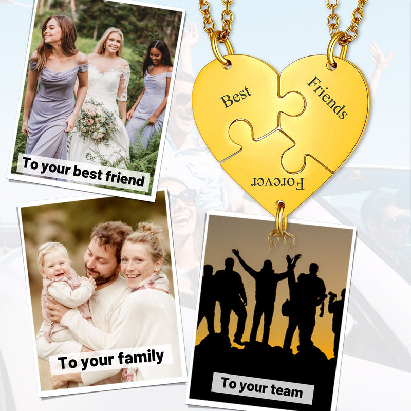 Personalized Heart Puzzle Matching Necklaces for Couples Mom Daughter Bff