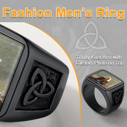 Personalized Custom Photo Ring With Knot for