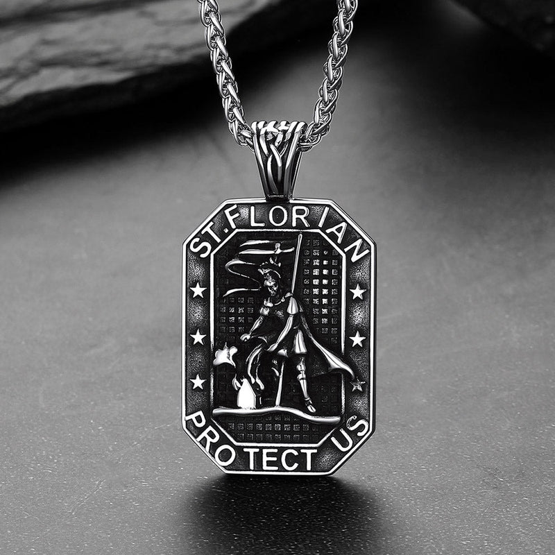 Custom Saint Florian Firefighter Dog Tag Necklace