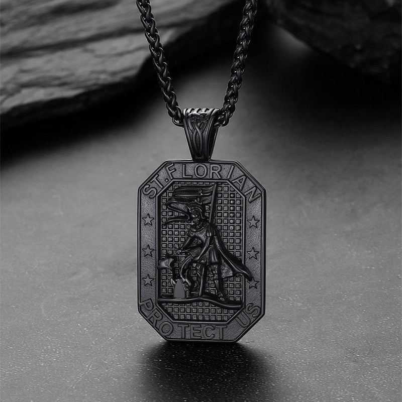 Custom Saint Florian Firefighter Dog Tag Necklace