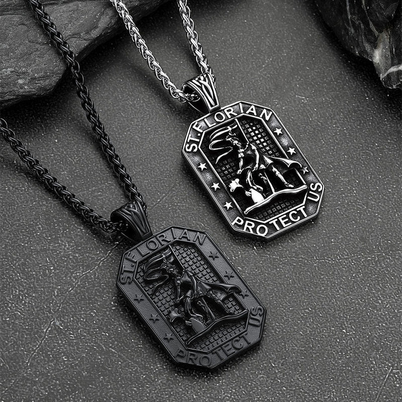 Custom Saint Florian Firefighter Dog Tag Necklace