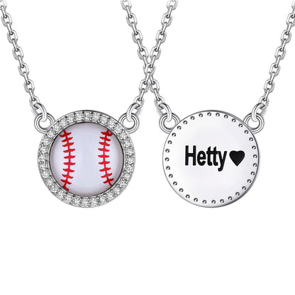 Custom Cz Sports Pendant Necklace With Name Tag for Fans Athlete