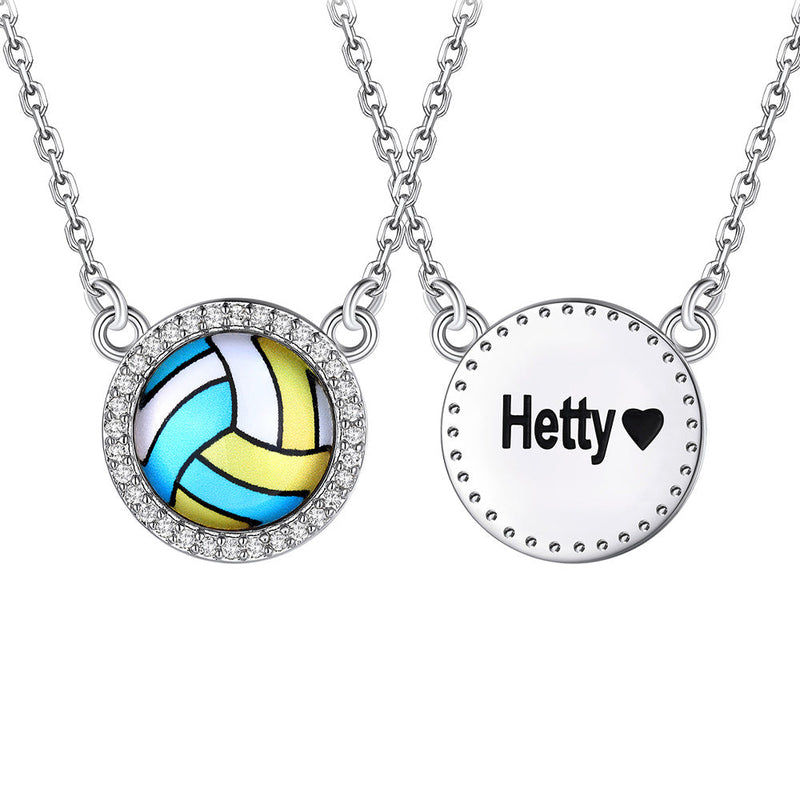 Custom Cz Sports Pendant Necklace With Name Tag for Fans Athlete