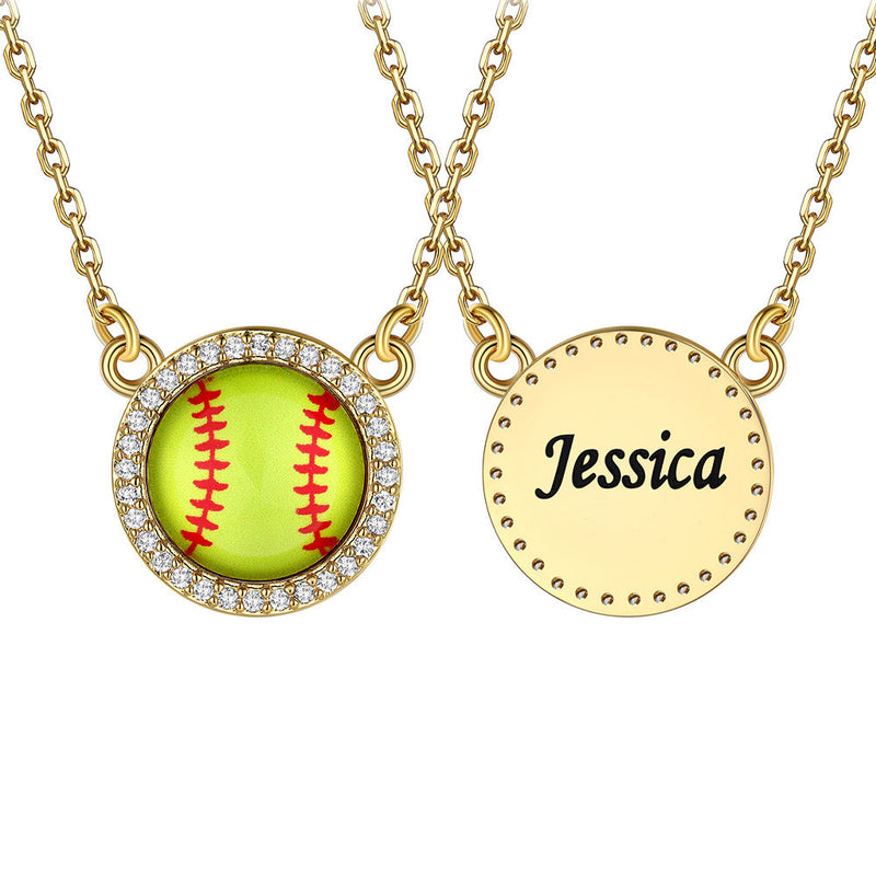 Custom Cz Sports Pendant Necklace With Name Tag for Fans Athlete