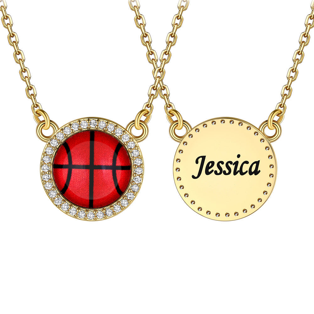 Custom Cz Sports Pendant Necklace With Name Tag for Fans Athlete