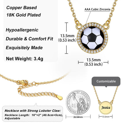 Custom Cz Sports Pendant Necklace With Name Tag for Fans Athlete