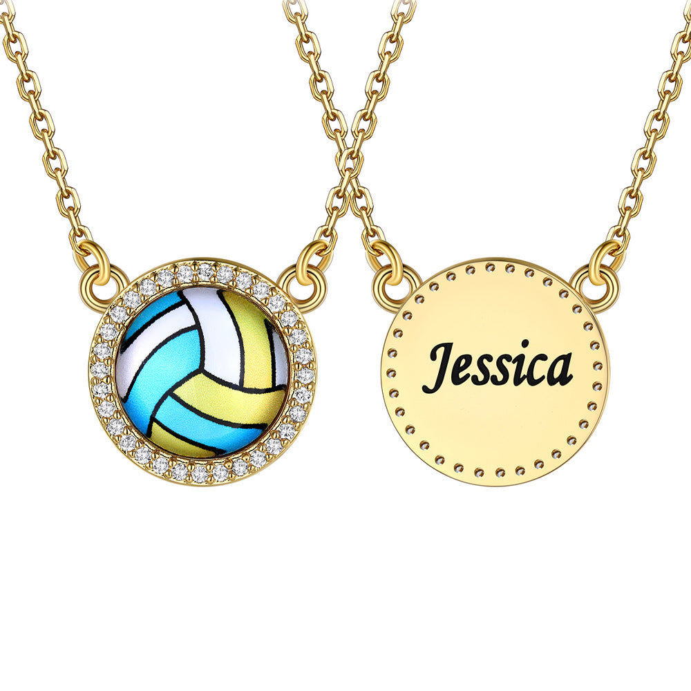 Custom Cz Sports Pendant Necklace With Name Tag for Fans Athlete