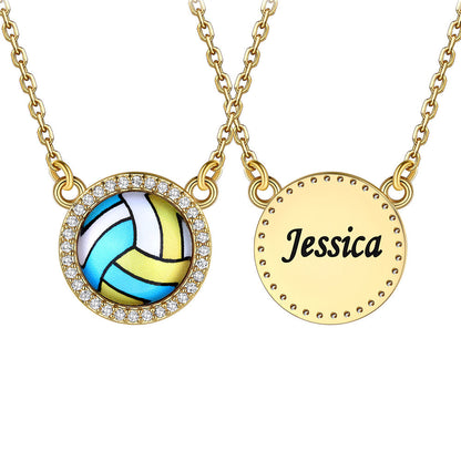 Custom Cz Sports Pendant Necklace With Name Tag for Fans Athlete
