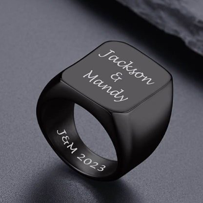 Customized Text Chunky Signet Ring for