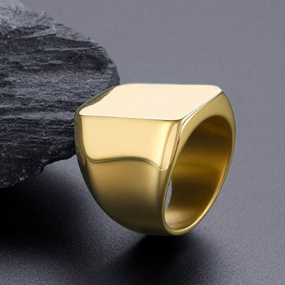 Customized Text Chunky Signet Ring for