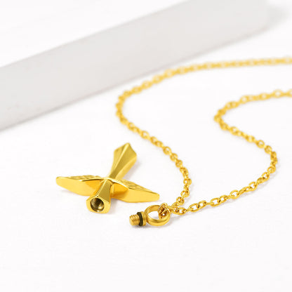 Custom Cremation Wings Cross Urn Ashes Pendant Necklace for