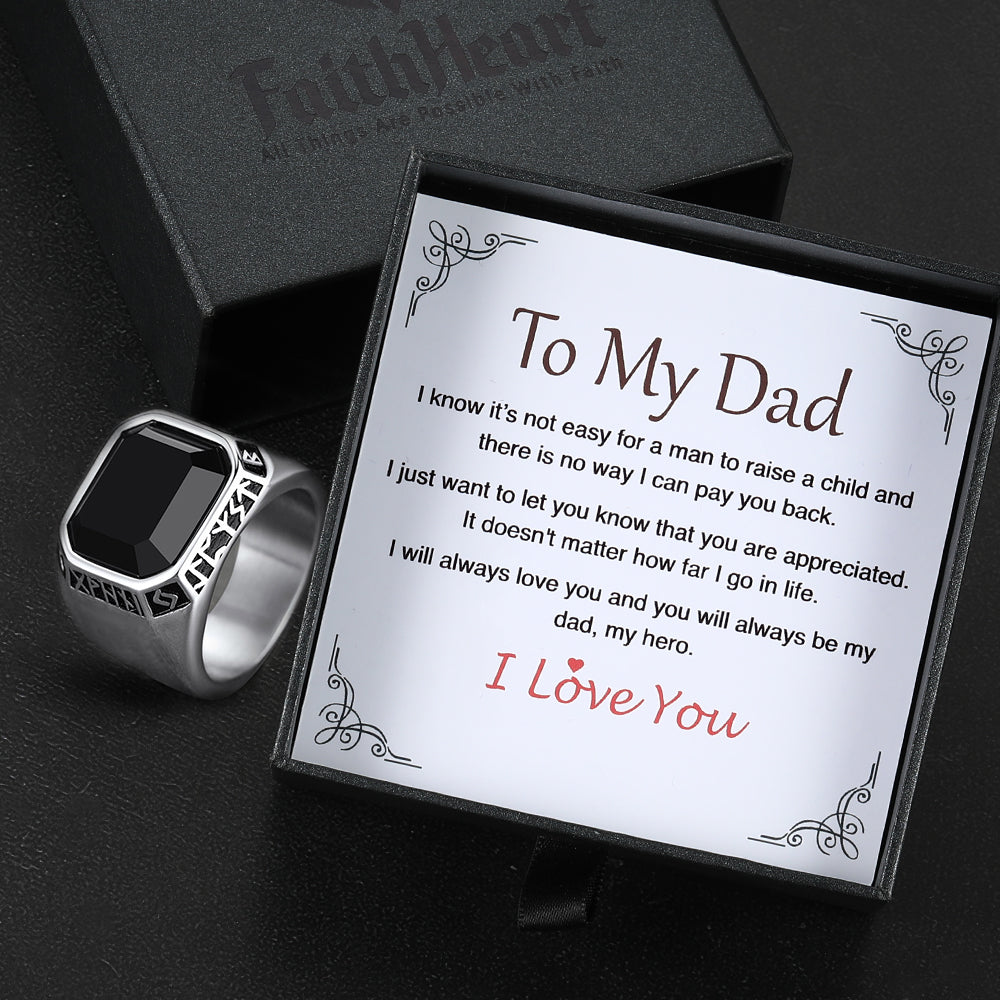 Customized Black Onyx Ring With Viking Runes for